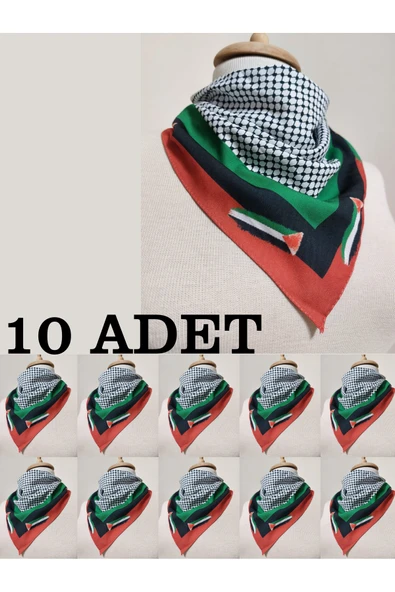 istanbul prensesleri Filistin Temalı Fular 50x50 kaymaz Krep Canlı Renkler bayrak modeli 10 adet ürün görseli