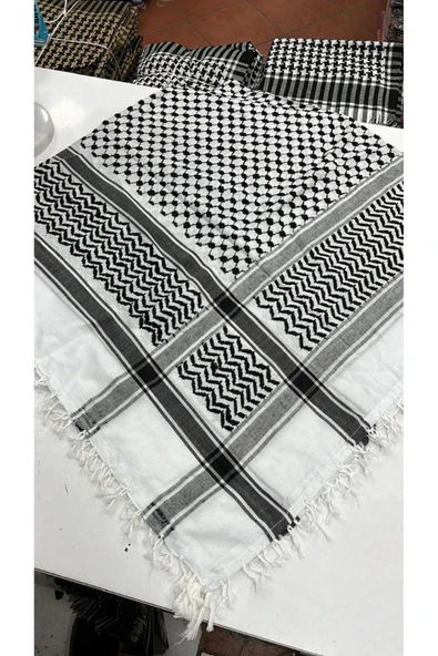 İSTANBULSTYLEMODA Pamuklu Kefiye Puşi , Poşu, Kefiye Beyaz Şal 120x120 ürün görseli