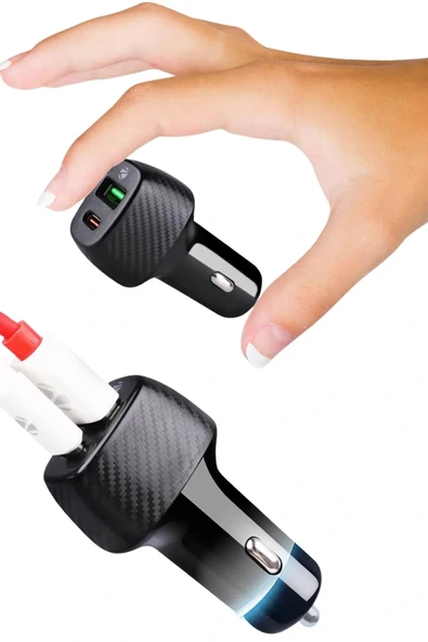 38W USB Type-C Girişli Oto Çakmaklık Araç İçi Hızlı Şarj Çakmaklık Şarj Aleti - Resim 4