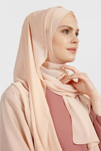 İSTANBULSTYLEMODA Krep Şifon Şal Açık Yavruağzı 210x 75 Flr241433 - Resim 3