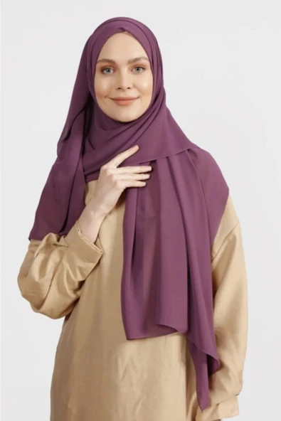İSTANBULSTYLEMODA Krep Şifon Şal Mor 190 X 75 Flr241433 - Resim 2