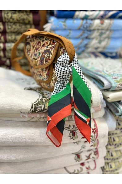 İSTANBULSTYLEMODA FİLİSTİN TEMALI FULAReşarp 45x45 Unisex Günlük Kullanıma Uygun Puşi Şal Kefiye Filistin Bayrak - Resim 5