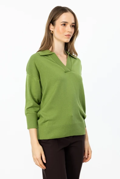 45301 ONTEKS TRUVAKAR KOL PATLI POLO YAKA BLUZ - Resim 7