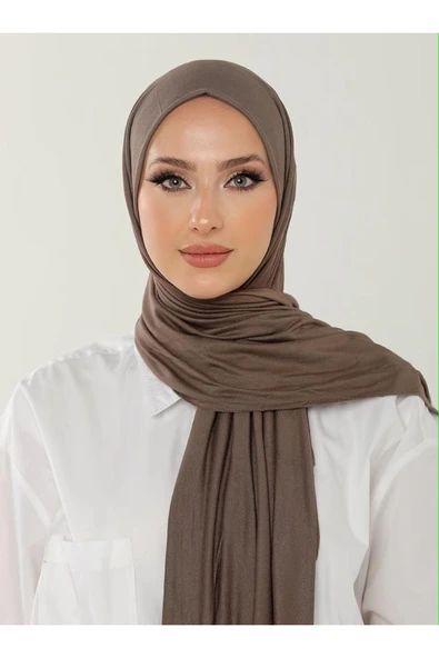 İSTANBULSTYLEMODA Likrali Kaliteli Penye Şal- Koyu Vizon 180x75 Sal2312 ürün görseli