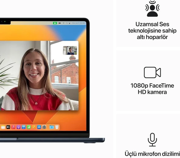 MacBook Air M2 8 GB 512 GB SSD 15.3" MQKX3TU/A Gece Yarısı Outlet (Açıklamayı Okuyunuz) - Resim 4