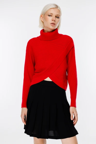 45339 ONTEKS KRUVAZE EN BOY DEGAJE YAKA FİTİLLİ KAZAK - Resim 7