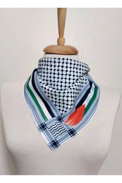 istanbul prensesleri Filistin Fular kaymaz Krep Canlı Renkler bayrakli AYN2408-AYN2408model50x50 - Resim 5