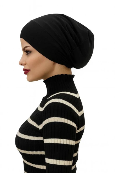 ALDAİR Tesettür Lastikli Kaymaz Dikişsiz Geçmeli Deniz Bonesi Pratik Bone - Resim 2