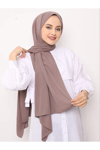 İSTANBULSTYLEMODA Kaliteli Medine Ipeği Şal Vizon 200x175 Sal2306 ürün görseli