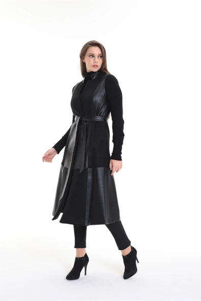 MM28.0035 MOODBASİC DERİ DETAYLI YELEK ürün görseli