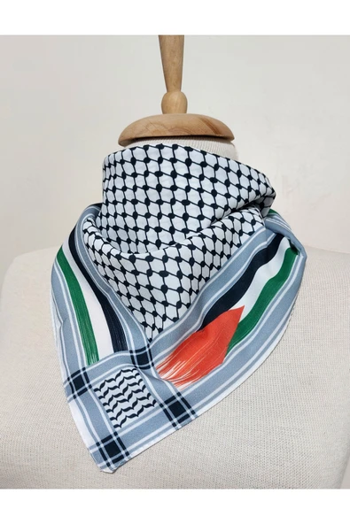 istanbul prensesleri Filistin Fular kaymaz Krep Canlı Renkler bayrakli AYN2408-AYN2408model50x50 - Resim 4