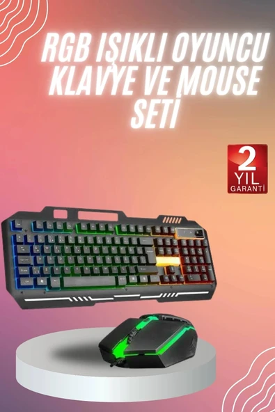 RGB Işıklı Gaming Oyuncu Klavye Q Klavye Mouse Hediyeli ürün görseli 1