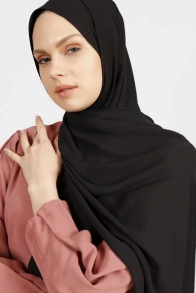 İSTANBULSTYLEMODA Krep Şifon Şal Siyah210x 75 Flr241433 ürün görseli