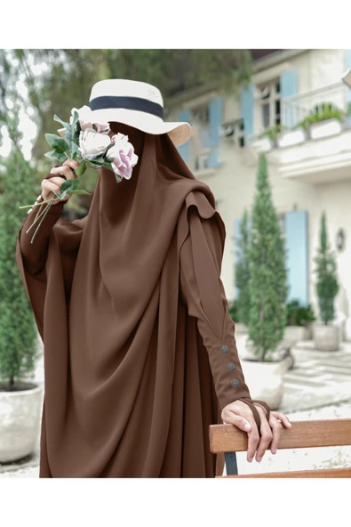 FLORA TEKSTİL 2Lİ TAKIM KALİTELİ TESETTÜR ÇARŞAF ELBİSE -ELBİSE VE SUFLE - Resim 5