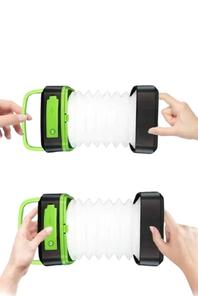 Katlanabilir Kamp Lambası Akordiyon Lamba Şarjlı 3 Kademeli Solar - Resim 3