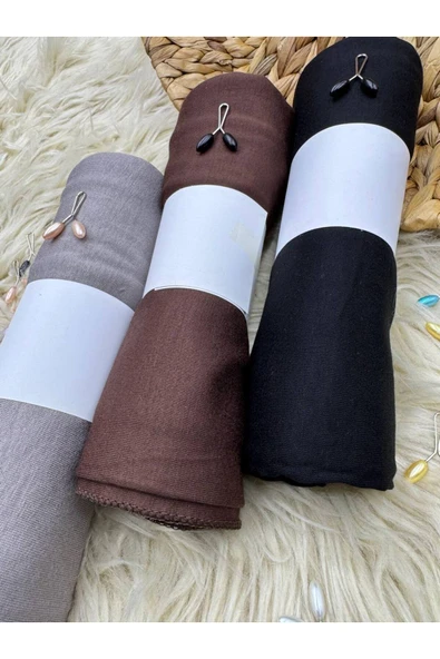 LA SEFA Penye Şal 3'lü 180x75 - SİYAH - GRİ- KAHVERENGİ SAL2312 - Resim 3