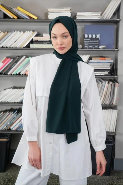 İSTANBULSTYLEMODA Kaliteli Medine Ipeği Şal Zümrüt Yeşil 190 X70 Sal2306 - Resim 3