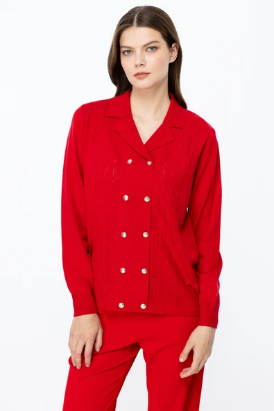 45342 ONTEKS POLO YAKA ÖNÜ DÜĞMELİ HIRKA - Resim 5