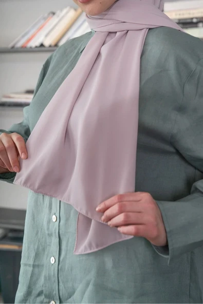İSTANBULSTYLEMODA Kaliteli Medine Ipeği Şal Soft Pudra 190 X70 Sal2306 - Resim 5