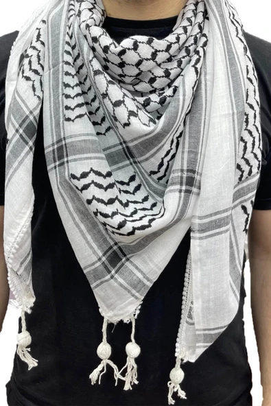 FLORA TEKSTİL Pamuklu Keten Puşi, Poşu, Kefiye Şal KFY2353 ürün görseli