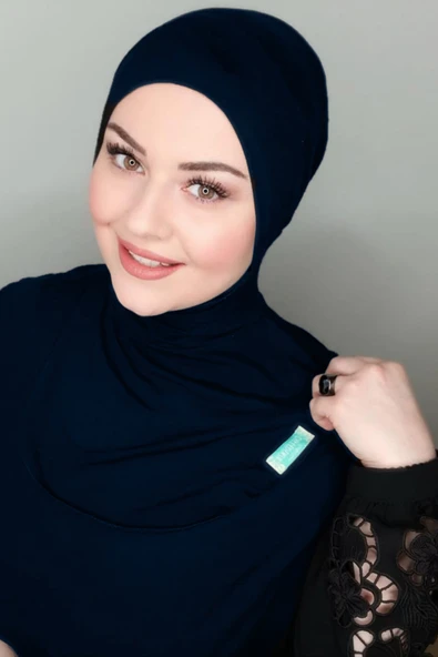 İSTANBULSTYLEMODA Tesettür Pratik Boyunluklu Hijab - Sporcu Bone Şal - Lacivert Bon23502 ürün görseli