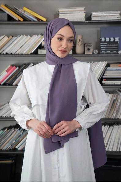 Sweet Notes Kaliteli Medine Ipeği Şal Lavanta Lila 190 X70 Sal2306 - Resim 2