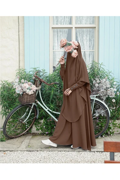 FLORA TEKSTİL 2Lİ TAKIM KALİTELİ TESETTÜR ÇARŞAF ELBİSE -ELBİSE VE SUFLE ürün görseli