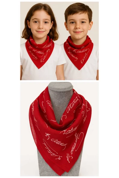 Eva Rose Kırmızı Ay Yıldız Türk Bayrağı Temalı Pamuk Kumaş Fular - Bandana - 23 Nisan, 29 Ekim, 19 Mayıs ürün görseli