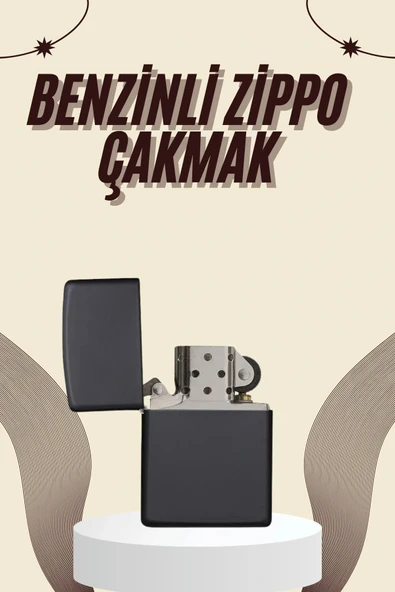 Çakmak Parlak Siyah Zippo Benzinli Çakmak Cep Boy Doldurulabilir ürün görseli 1