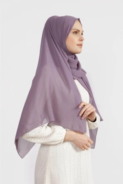 İSTANBULSTYLEMODA Krep Şifon Şal Lila 210x 75 Flr241433 - Resim 2