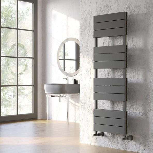 Lojimax Alüminyum Çift Panel Dekoratif Havlupan Benoit Double 1100x500mm 9 Dilim Dokulu Antrasit Gri|1204 W Yüksek Isıl Güç | 5 Yıl Üretici Garantisi ürün görseli