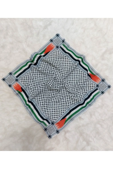 istanbul prensesleri Filistin Fular kaymaz Krep Canlı Renkler bayrakli AYN2408-AYN2408model50x50 - Resim 6