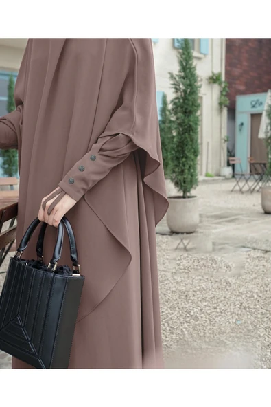 FLORA TEKSTİL 2Lİ TAKIM KALİTELİ TESETTÜR ÇARŞAF ELBİSE -ELBİSE VE SUFLE - Resim 4