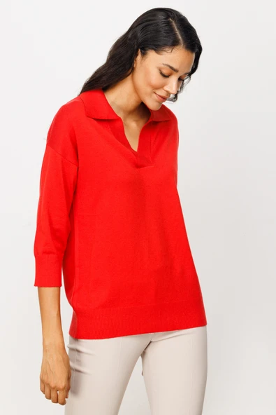 45301 ONTEKS TRUVAKAR KOL PATLI POLO YAKA BLUZ - Resim 10