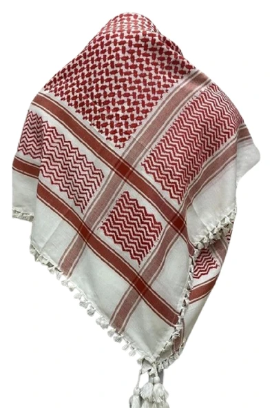 İSTANBULSTYLEMODA Pamuklu Puşi , Poşu, Kefiye Kırmızı Şal 120x120 - ürün görseli