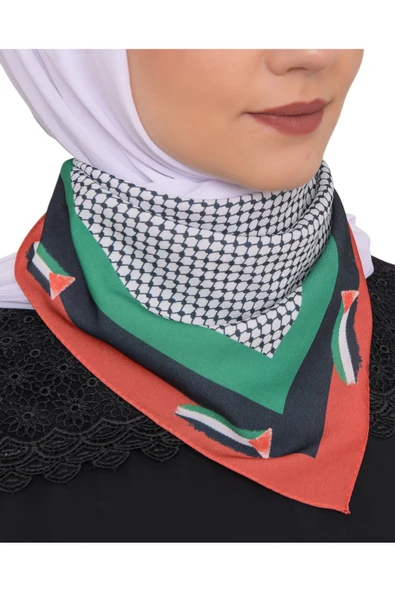İSTANBULSTYLEMODA Filistin Bayrak Çizgili Filistin Şal Kefiye Küçük Filistin Bayraklar Fular AYN2408 - Resim 3