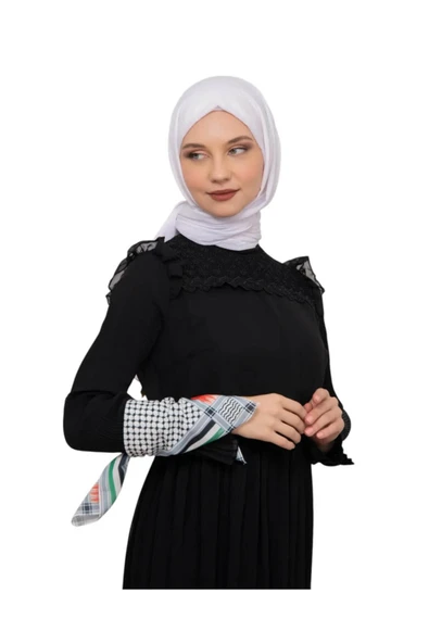 İSTANBULSTYLEMODA Filistin Bayrak Çizgili Filistin Şal Kefiye Küçük Filistin Bayraklı Fular Saçaksızlı Unisex AYN2408 - Resim 6
