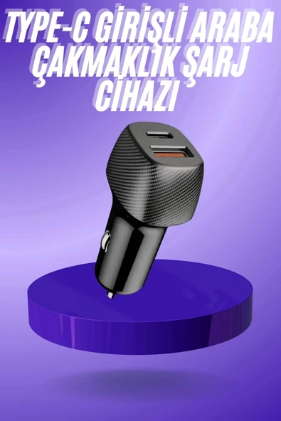 38W USB Type-C Girişli Oto Çakmaklık Araç İçi Hızlı Şarj Çakmaklık Şarj Aleti ürün görseli