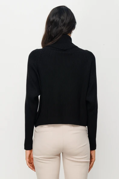 45339 ONTEKS KRUVAZE EN BOY DEGAJE YAKA FİTİLLİ KAZAK - Resim 5