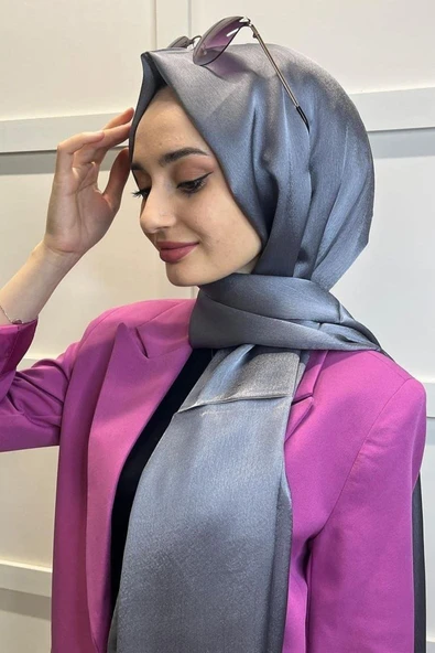 İSTANBULSTYLEMODA Janjan Trend Parlak Saten Dokulu Abiye Şifon Işıl Şal 185 X 70 - ŞAL2315 ürün görseli