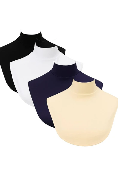 FLORA TEKSTİL 4'li Boyunluk -SİYAG-BEYAZ-LACİVERT -EKRU- BYK241810 ŞAL ürün görseli