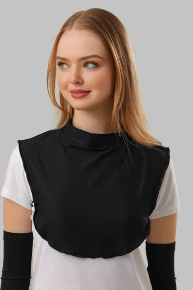 FLORA TEKSTİL Tesettür Siyah Beyaz Boyunluk ŞAL BYK241810 ürün görseli