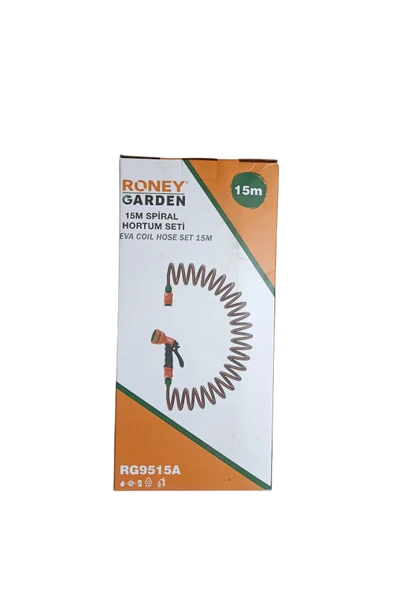 Roney Garden 15 Metre Spiral Hortum Seti - 7 Fonksiyonlu Tabanca - Resim 2