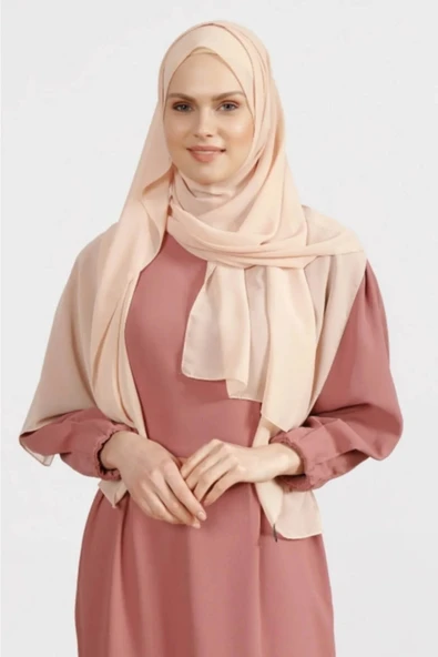 İSTANBULSTYLEMODA Krep Şifon Şal Açık Yavruağzı 210x 75 Flr241433 - Resim 2