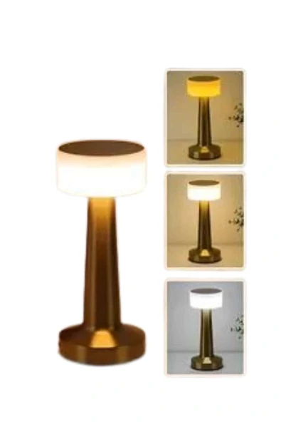 Kablosuz Renkli Masa ve Gece Lambası Altın Rengi Dokunmatik Led Lamba - Resim 2