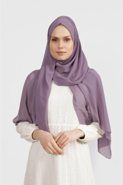 İSTANBULSTYLEMODA Krep Şifon Şal Lila 210x 75 Flr241433 ürün görseli