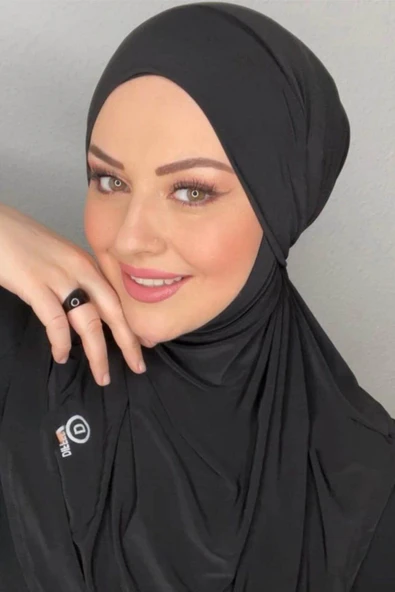 İSTANBULSTYLEMODA Tesettür Jilba Şal Peçe Içi Boneli Sandy Siyah Model Hbs3503 ürün görseli