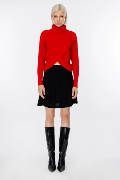 45339 ONTEKS KRUVAZE EN BOY DEGAJE YAKA FİTİLLİ KAZAK - Resim 6