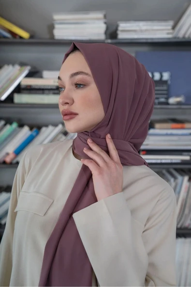 İSTANBULSTYLEMODA Kaliteli Medine Ipeği Şal Ahududu Mor 190 X70 Sal2306 - Resim 4