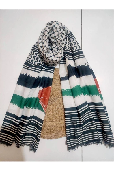 İSTANBULSTYLEMODA Unisex Günlük Kullanıma Uygun Puşi Şal Kefiye Filistin Bayrak Fular Afl2364 - Resim 3